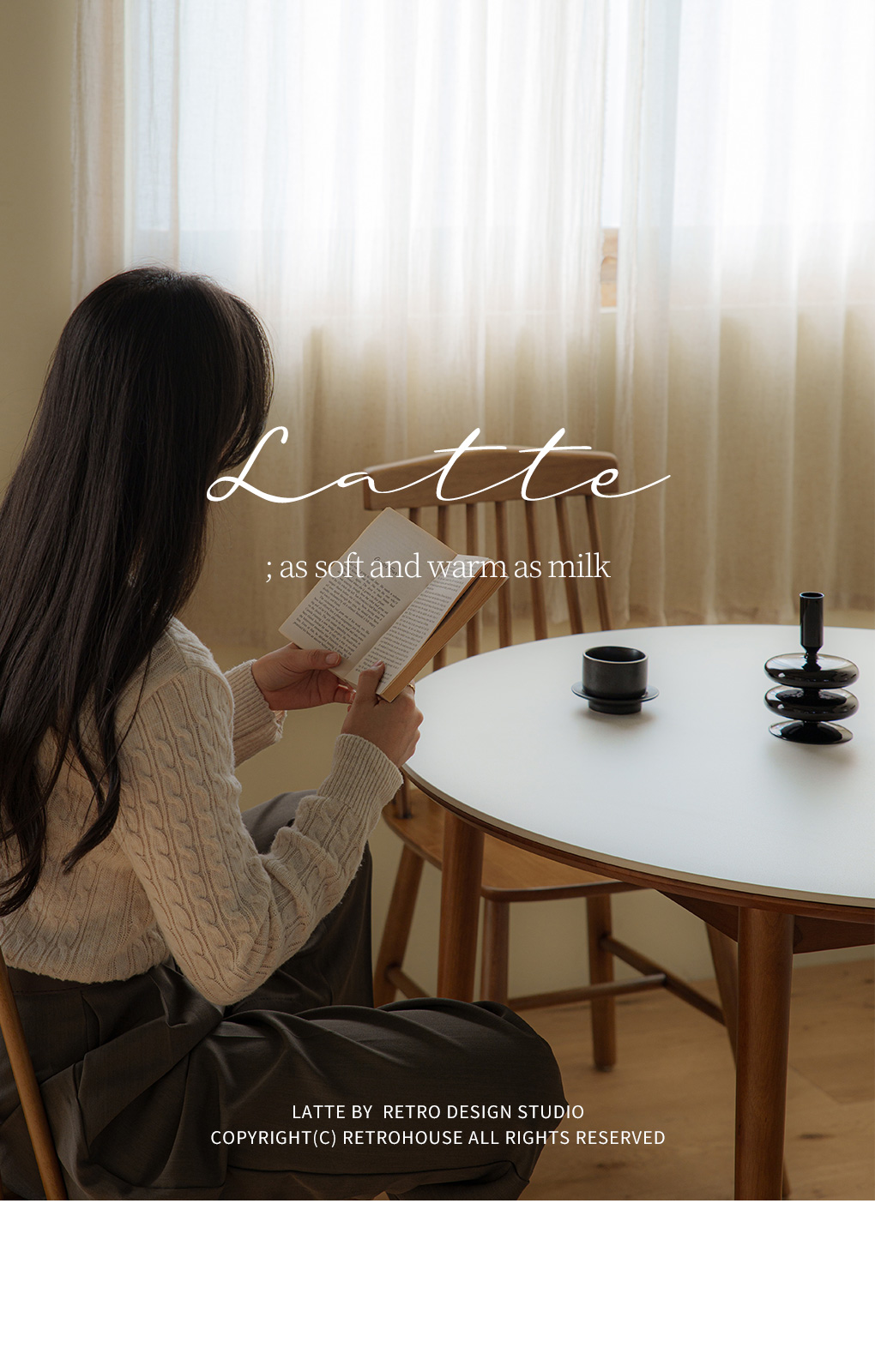 라떼 원목 원형 4인용 포세린 세라믹 테이블 식탁 1000 상세 이미지 6