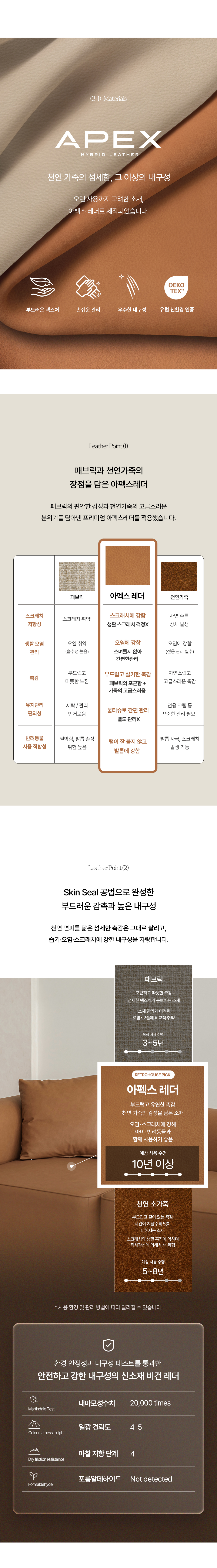 로그 모듈 가죽 소파 3인 4인 아이보리 브라운 쇼파 2type 상세 이미지 19